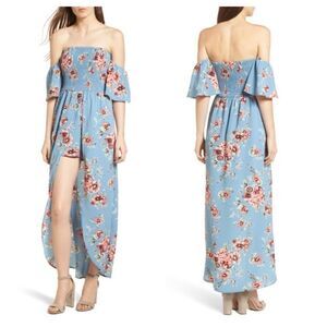 Mimi Chica Off the Shoulder Maxi Romper  Sz Small